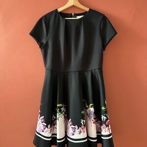 Ted Baker London Black A-Line Floral Print Dress